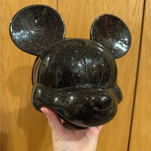Black Glitter Mickey Mouse Head Purse, Cross Body - Picture 3 of 6